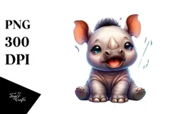 aCute Energetic Singing Rhino with Big Eyes, PNG Product Image 1