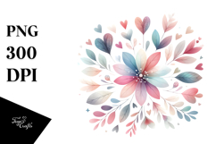 Boho Flower with Hearts, PNG Product Image 1