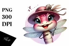Funny Cute Dragonfly Smiling Vintage Watercolor Clipart Product Image 3