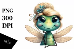 Funny Cute Dragonfly Smiling Vintage Watercolor Clipart Product Image 3