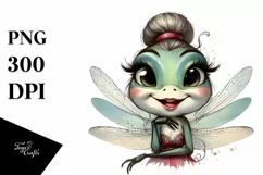 Funny Cute Dragonfly Smiling Vintage Watercolor Clipart Product Image 1