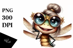 Funny Cute Dragonfly Smiling Vintage Watercolor Clipart Product Image 3