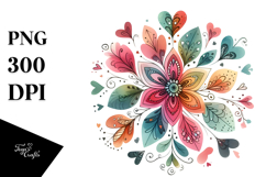 Simple Flower with Hearts, PNG Product Image 1