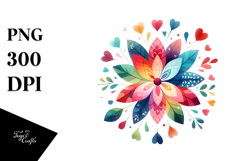 Simple Flower with Hearts, PNG Product Image 1