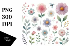 Cute Watercolor Flower PNG Product Image 1