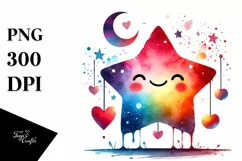 Colorful Star with Hearts, Transparent PNG Product Image 1