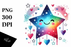 Colorful Star with Hearts, Transparent PNG Product Image 1