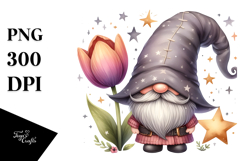 Cute Gnome with Lily, PNG Product Image 1