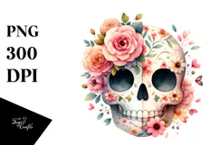 Cute Skull made of Spring Flowers PNG Product Image 1