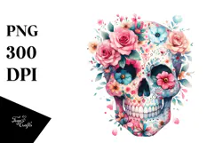 Cute Skull made of Spring Flowers PNG Product Image 1