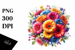 Vibrant Colorful Watercolor Bouquet | Clipart Product Image 3