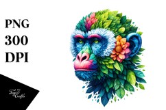 Vibrant Monkey made of Flowers PNG Product Image 1