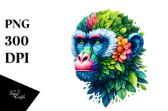 Vibrant Monkey made of Flowers PNG Product Image 1