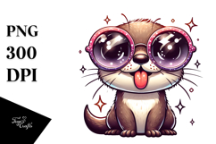 Whimsical Cartoon Otter with Sunglasses PNG Product Image 1
