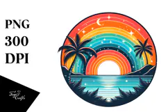 Retro Tropical Rainbow Sunset, 20 oz Tumbler Product Image 1