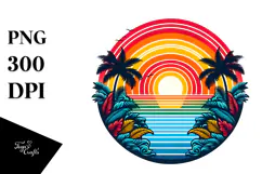 Retro Tropical Rainbow Sunset, 20 oz Tumbler Product Image 1
