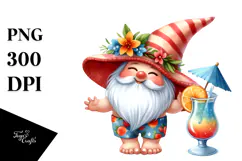 Whimsical Gnome Drinking Cocktail PNG Product Image 1