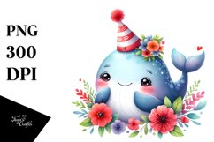 Colorful Baby Whale Cuddling Party Hat | Sublimation | Product Image 3