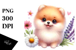 Cute Cartoon Pomeranian with Big Eyes PNG Product Image 1