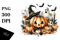 Halloween Pumpkin Watercolor PNG Product Image 3