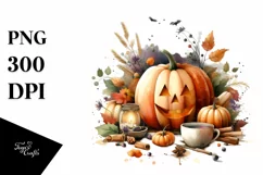 Halloween Pumpkin Watercolor PNG Product Image 1