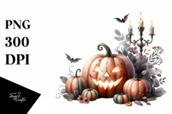 Halloween Pumpkin Watercolor PNG Product Image 3