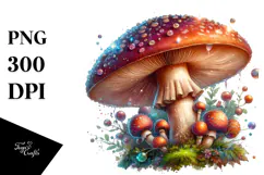 Shiny Watercolor Mushroom Splash PNG Product Image 1