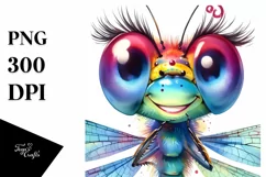 Vibrant Watercolor Dragonfly Cute Portrait Product Image 3