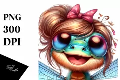 Funny Cute Dragonfly Smiling Watercolor Clipart Product Image 1
