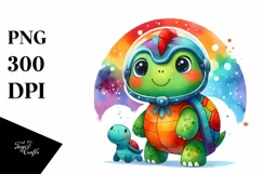 Colorful Turtle in Dinosaur Suit PNG Product Image 3