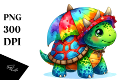 Colorful Turtle in Dinosaur Suit PNG Product Image 1