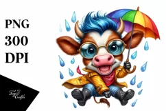 Cute Baby Cow Jumping PNG Product Image 3