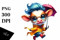 Cute Baby Cow Jumping PNG Product Image 1