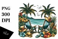 Vintage Tropical Island Beach Chairs | Clipart Product Image 1