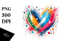 Colorful Paintbrush Heart PNG Product Image 1