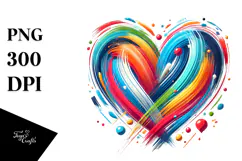 Colorful Paintbrush Heart PNG Product Image 1