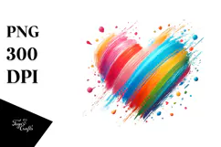 Colorful Paintbrush Heart PNG Product Image 1