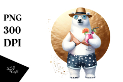 Funky Polar Bear Drinking Cocktail, PNG Product Image 1