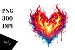 Digital Fire Heart PNG Product Image 1