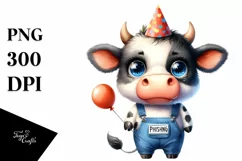 Watercolor Baby Cow Party Hat Contempt Product Image 3