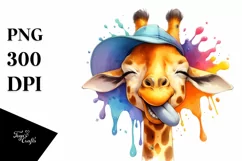 Funny Cute Giraffe Smiling Watercolor Clipart Product Image 3