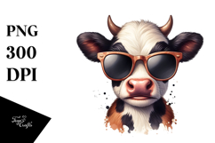 Funny Baby Cow with Cool Sunglasses PNG Product Image 1