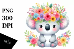 Cartoon-Style Koala Flower Crown | Watercolor Product Image 1