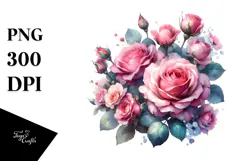 Colorful Vibrant Pink Roses PNG Product Image 1