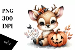 Baby Deer with Pumpkin, PNG Product Image 3