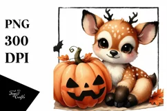 Baby Deer with Pumpkin, PNG Product Image 3