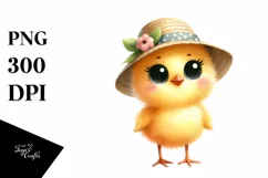 Shy Chick Portrait with Sun Hat | Clipart Product Image 3