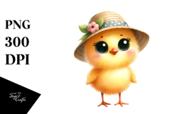 Shy Chick Portrait with Sun Hat | Clipart Product Image 1