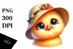 Shy Chick Portrait with Sun Hat | Clipart Product Image 3