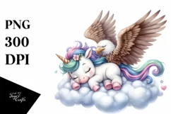 Cute Baby Unicorn Watercolor Clipart Product Image 1